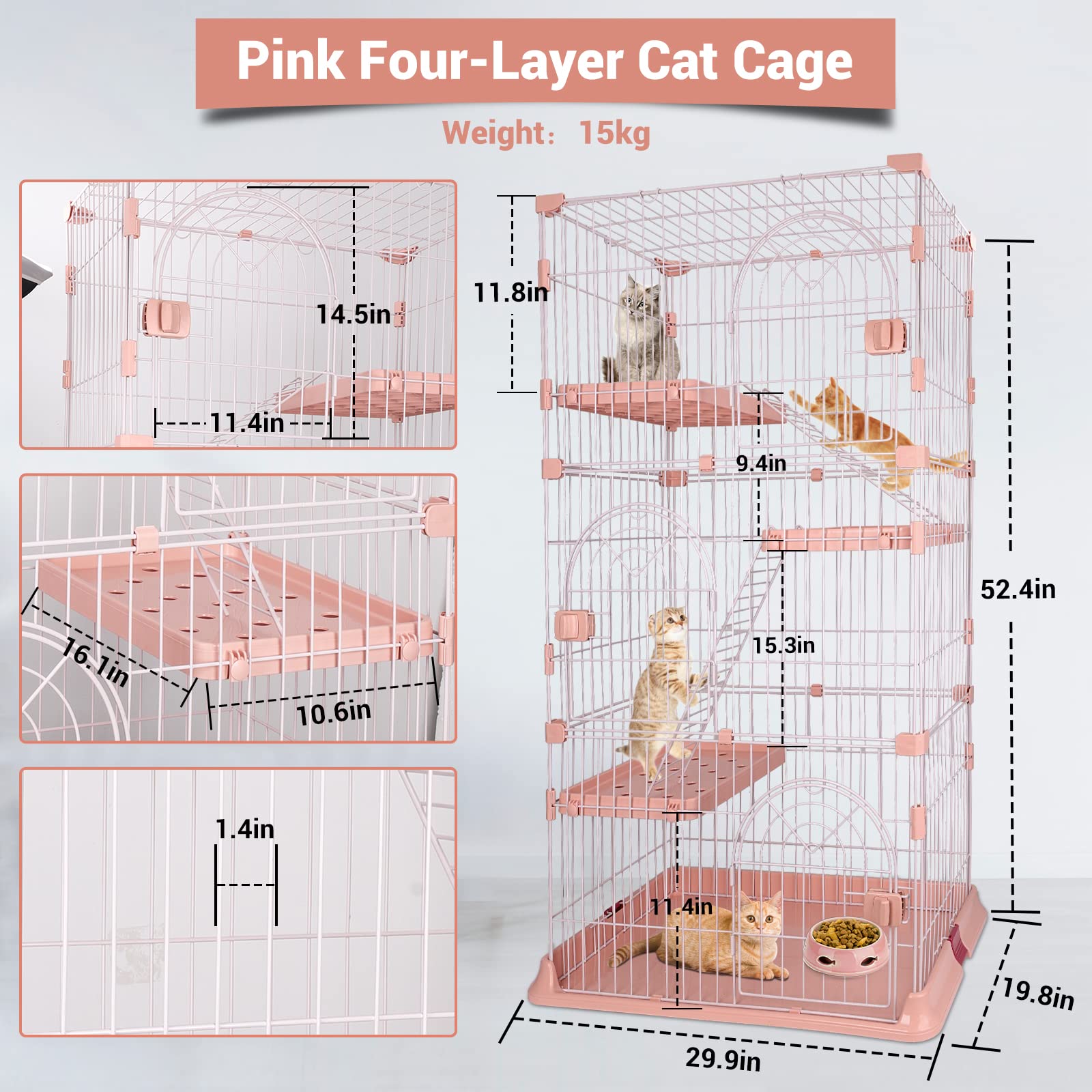 Amazon.co.jp: 4段 52インチ 猫ケージ 猫小屋 猫ベビーサークル 無料の